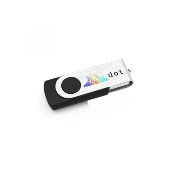 Twister USB zwart met kleuren bedrukking